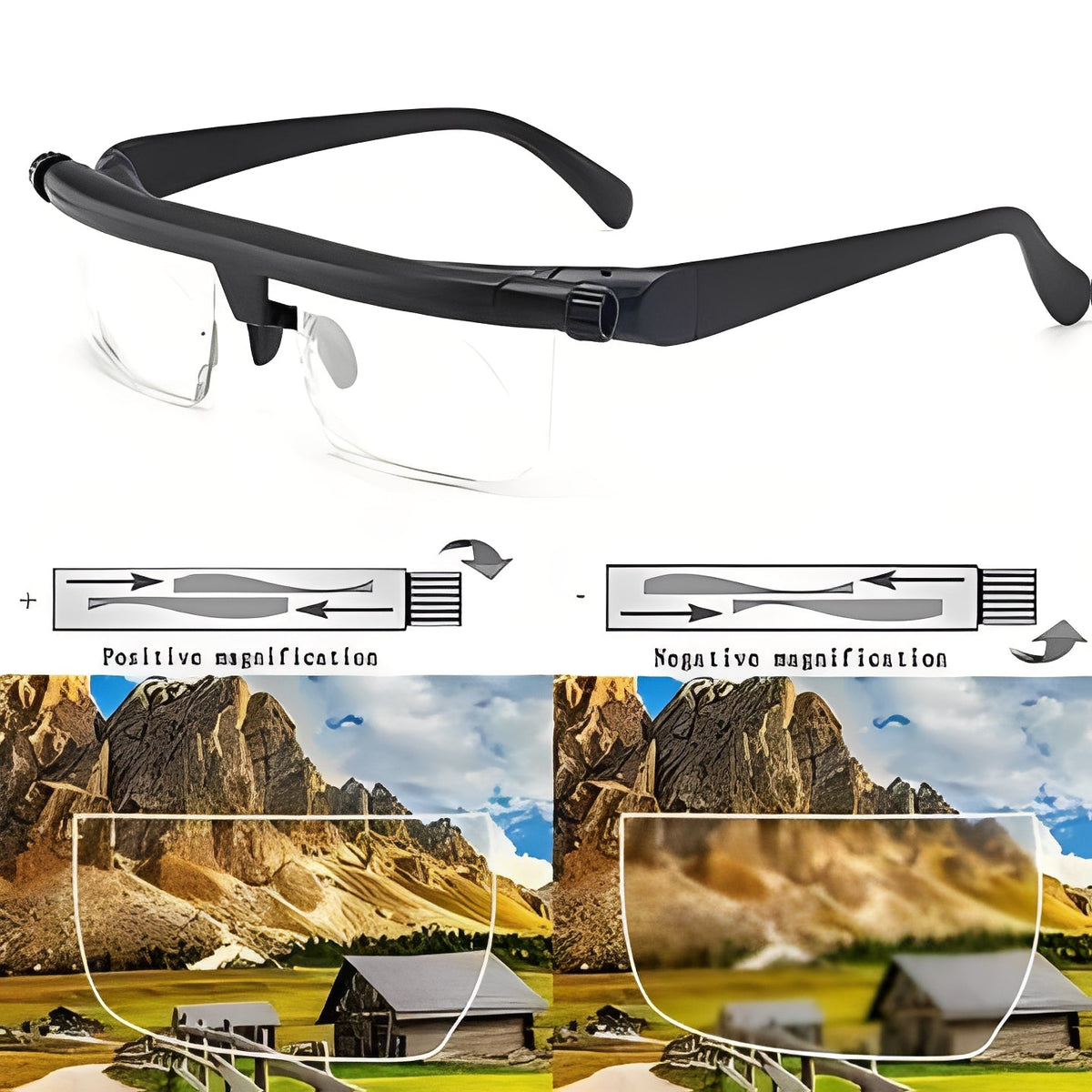 Dial Focus Adjustable Glasses with Lens Customization