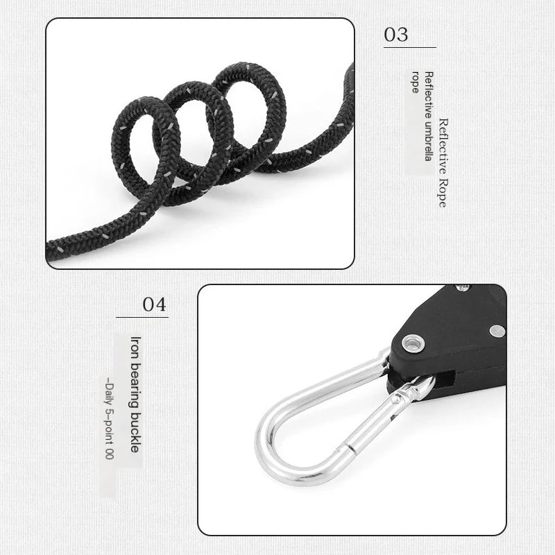 4-Piece Tent Guyline Set – Roller Buckles, No Knots Required