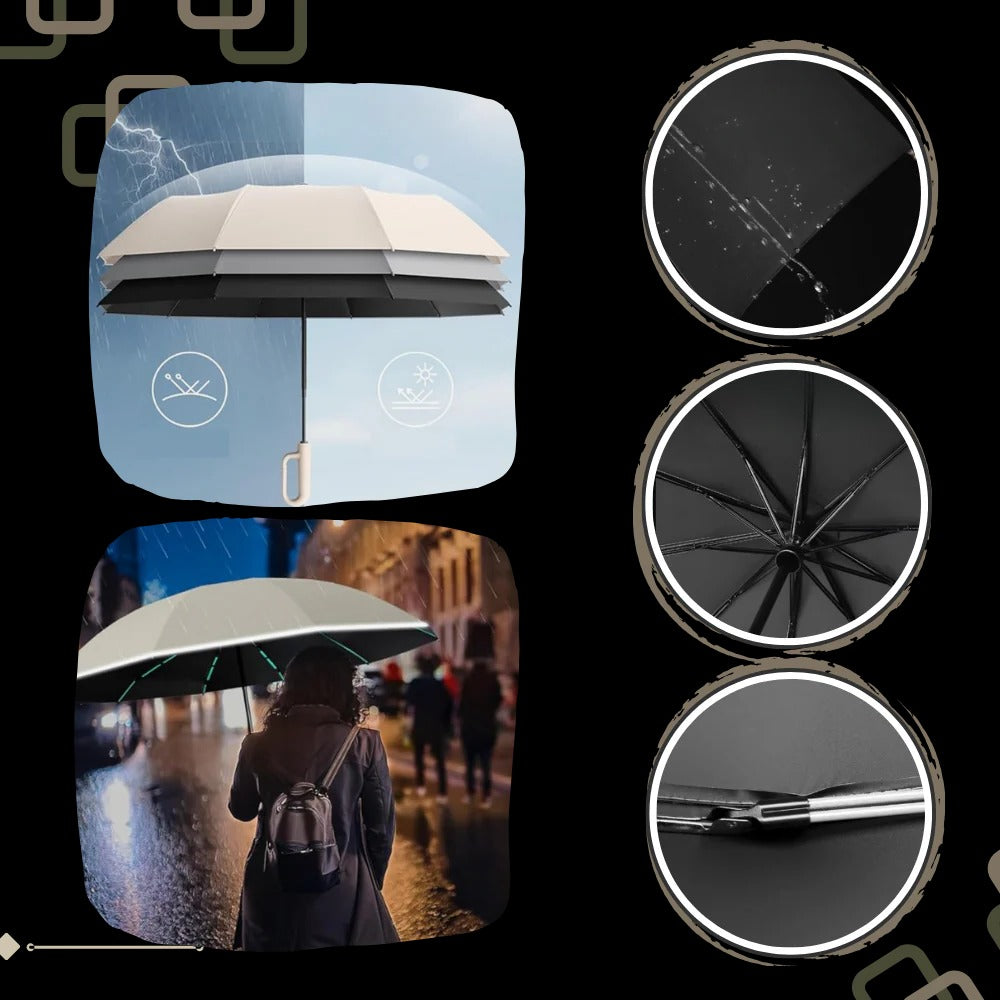 Windproof Umbrella with Automatic Locking Mechanism