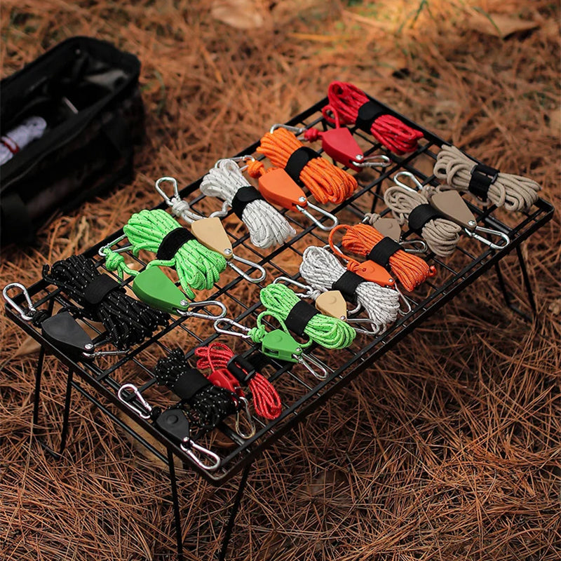 4-Piece Tent Guyline Set – Roller Buckles, No Knots Required