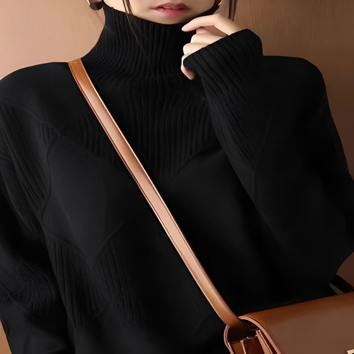 Oversized Women's Pullover in Cashmere with Textured Diamond Stitch