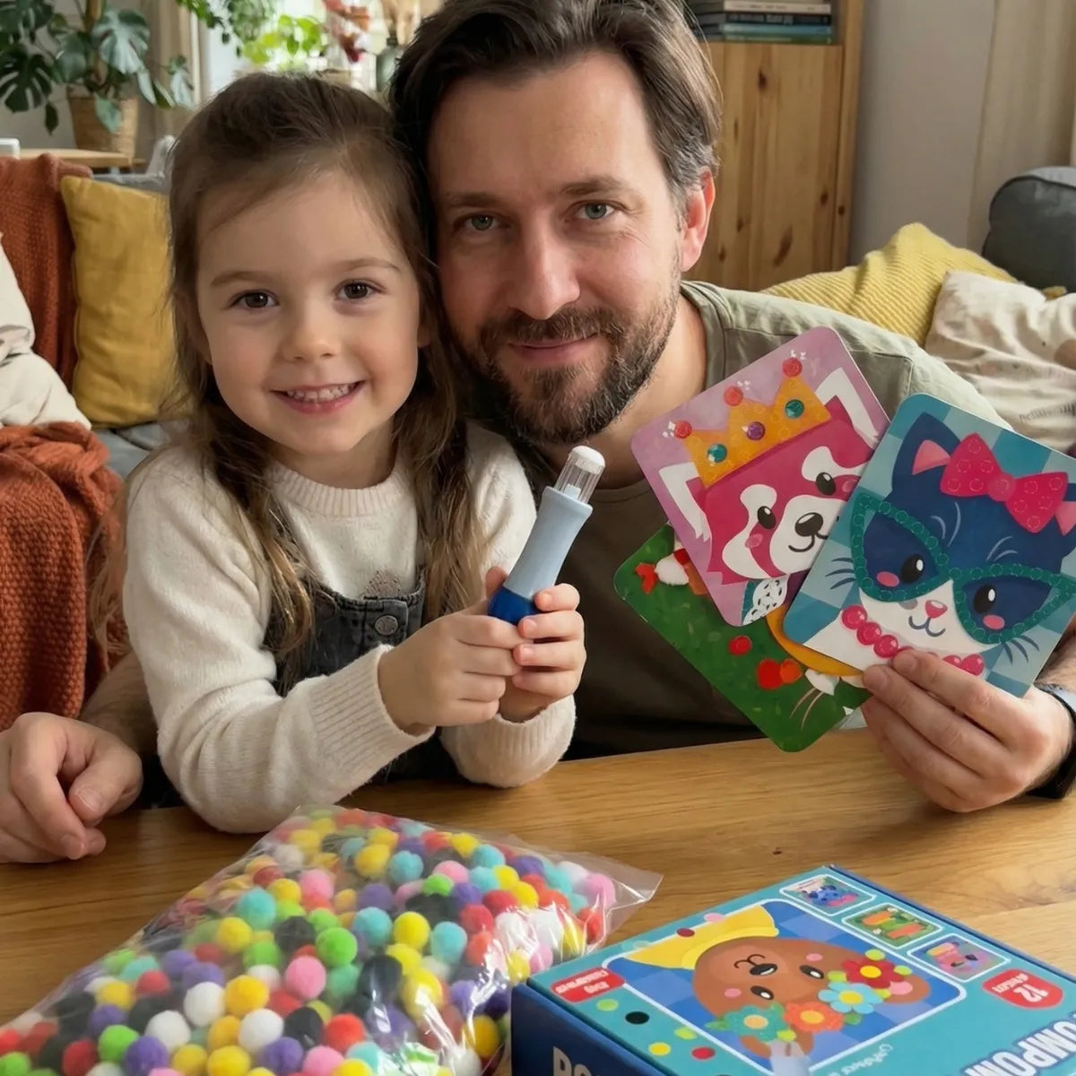 Mess-Free Creative Activity Set for Kids – Animal Pom-Poms