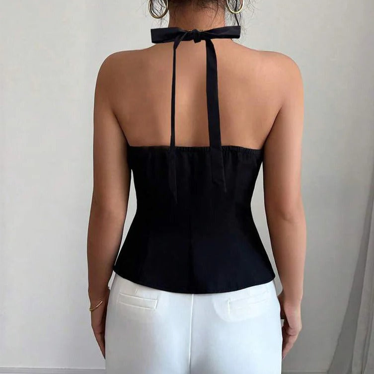 Tailored Fit Sleeveless Blazer Vest for Women with Button Closure