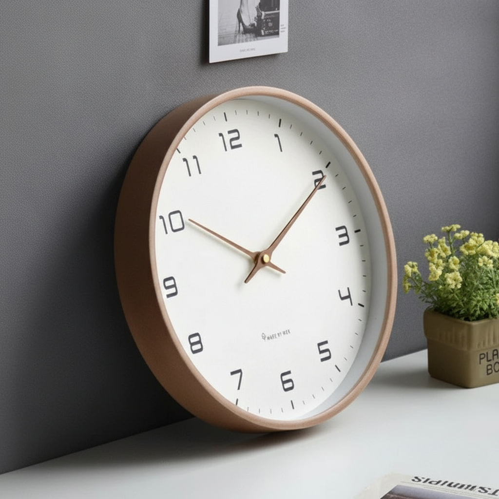 Minimalist Wooden Wall Clock with Silent Movement - Natural Accents for Home