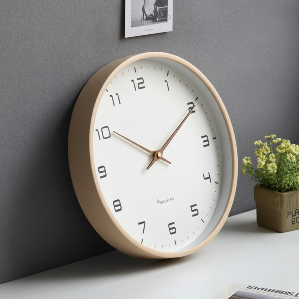 Minimalist Wooden Wall Clock with Silent Movement - Natural Accents for Home