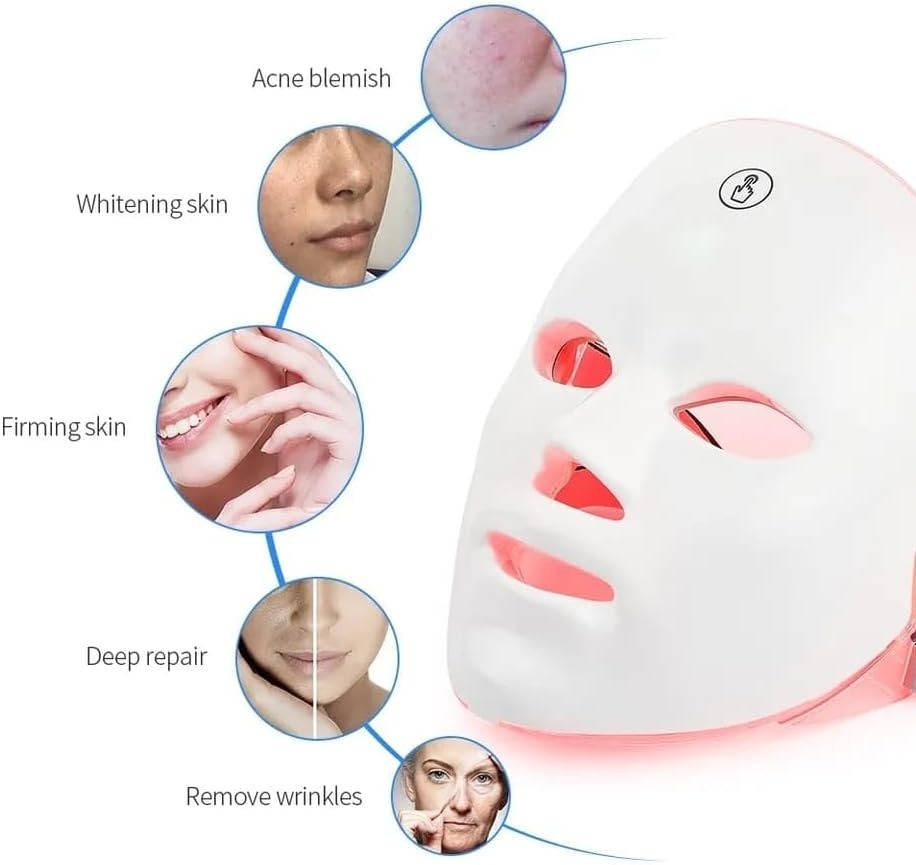 Adjustable Cordless Face Mask with 7 Color LED Lights