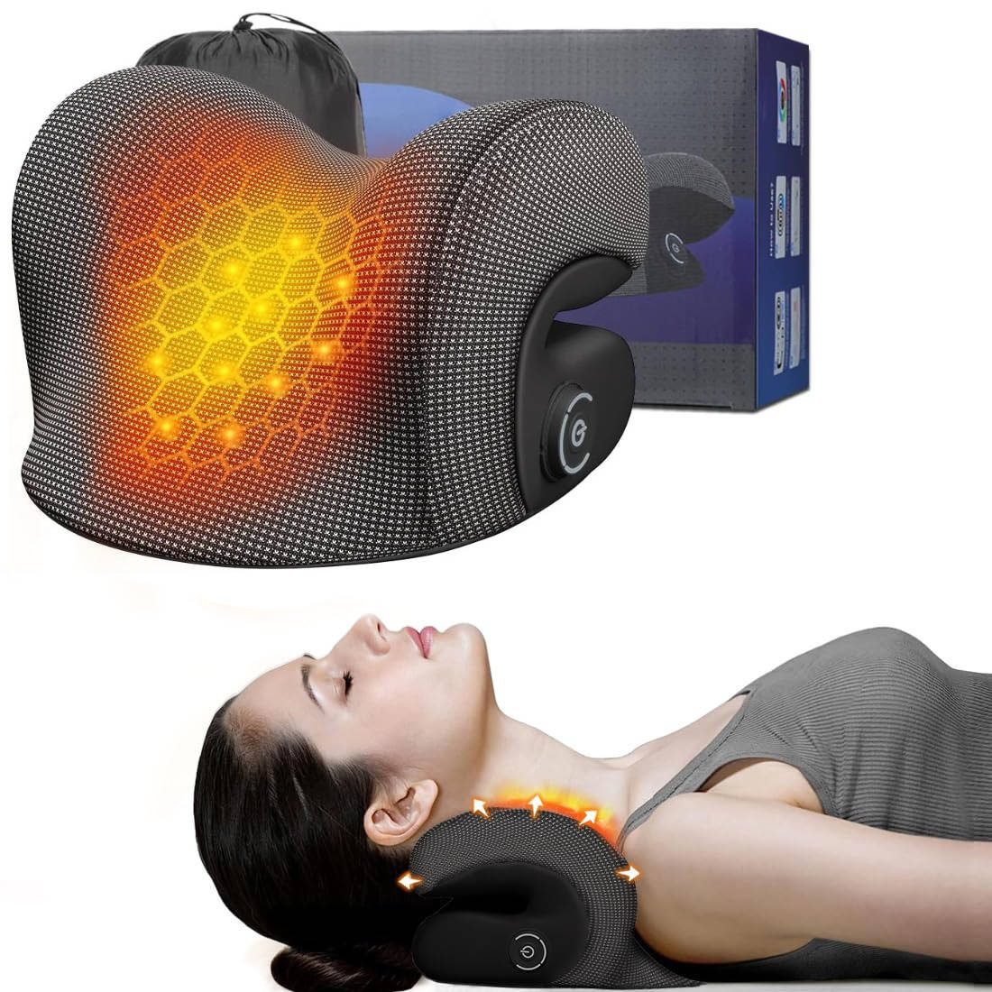 Neck Relaxation Support with Heat Adjustment and Massage Features
