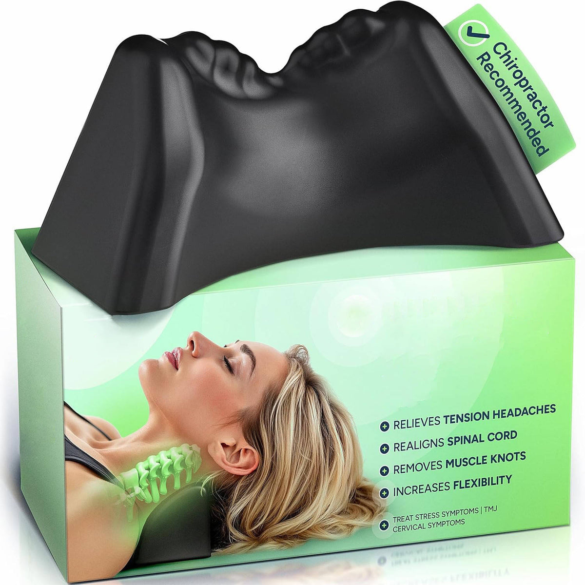 Neck Support Pillow with Contoured Memory Foam and Washable Cover