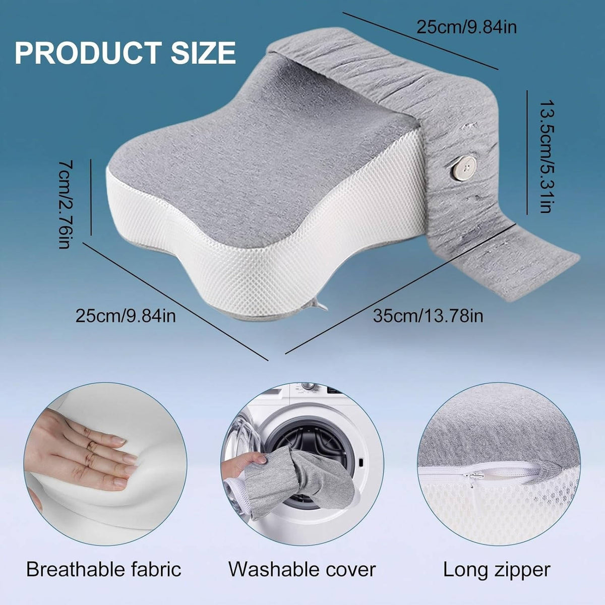 Memory Foam Knee and Side Sleep Comfort Pillow with Adjustable Support