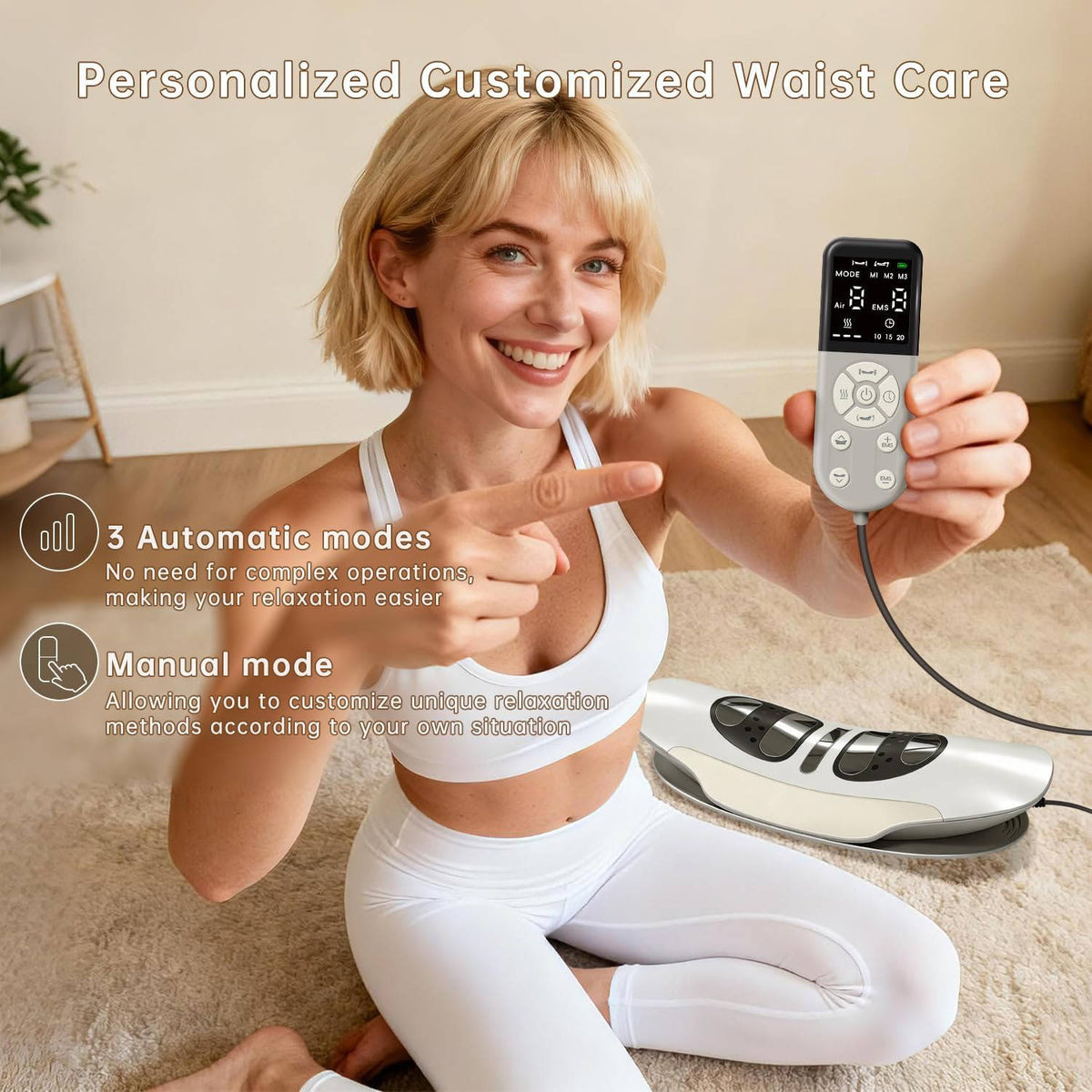 Airbag Support Lower Back Massager with Heat and Vibration Functions