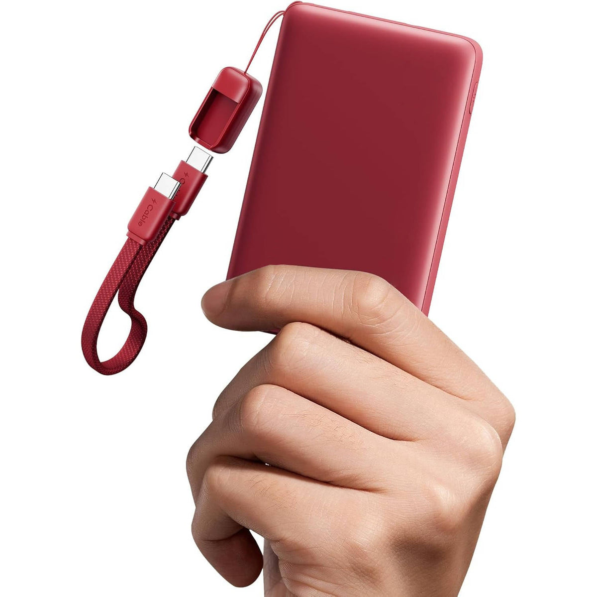 Portable 10000mAh Power Bank with 45W Output and Integrated USB-C Cable
