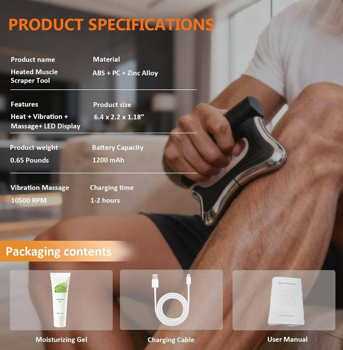 Muscle Scraper Tool with Heat, Vibration Features and LED Screen