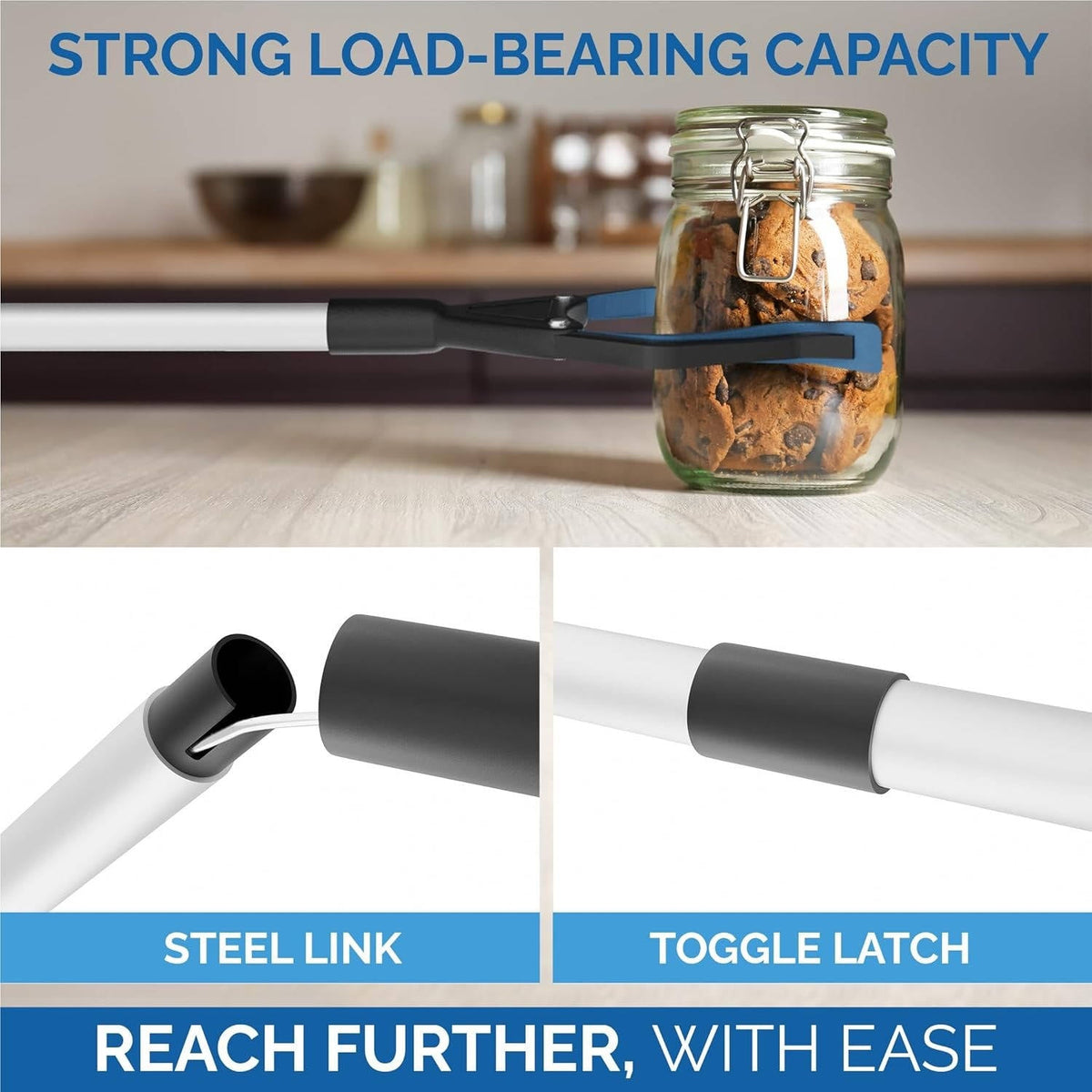 Foldable Handle Grabber Tool with Magnetic Wide Jaw