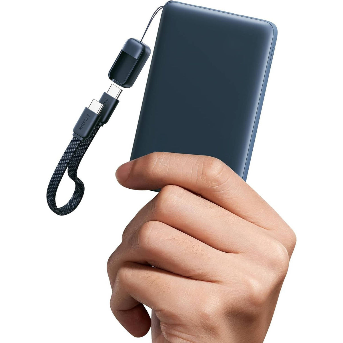 Portable 10000mAh Power Bank with 45W Output and Integrated USB-C Cable
