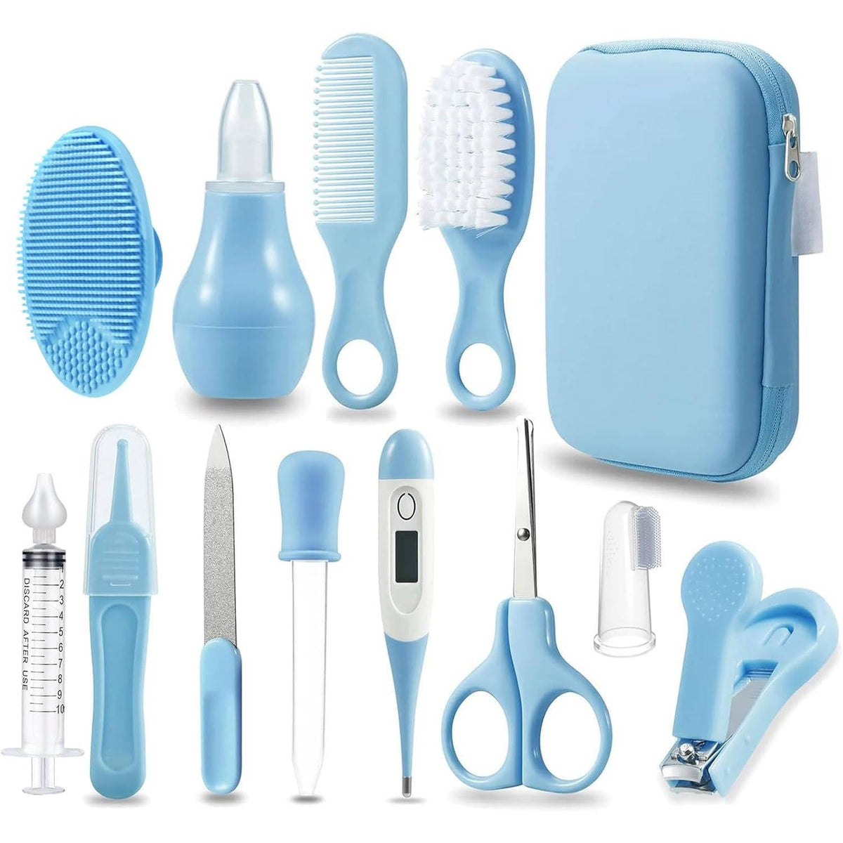 12-Piece Baby Care Set with Comb, Brush, Toothbrush, Clippers, and Scissors
