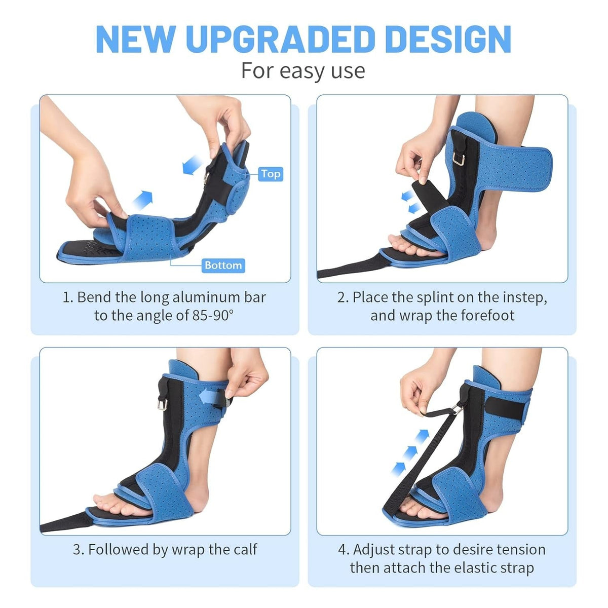 Plantar Fasciitis Support Night Splint with Aluminum Brace