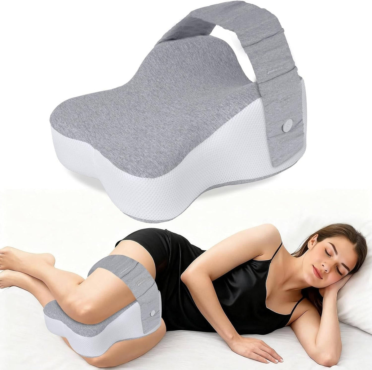 Memory Foam Knee and Side Sleep Comfort Pillow with Adjustable Support