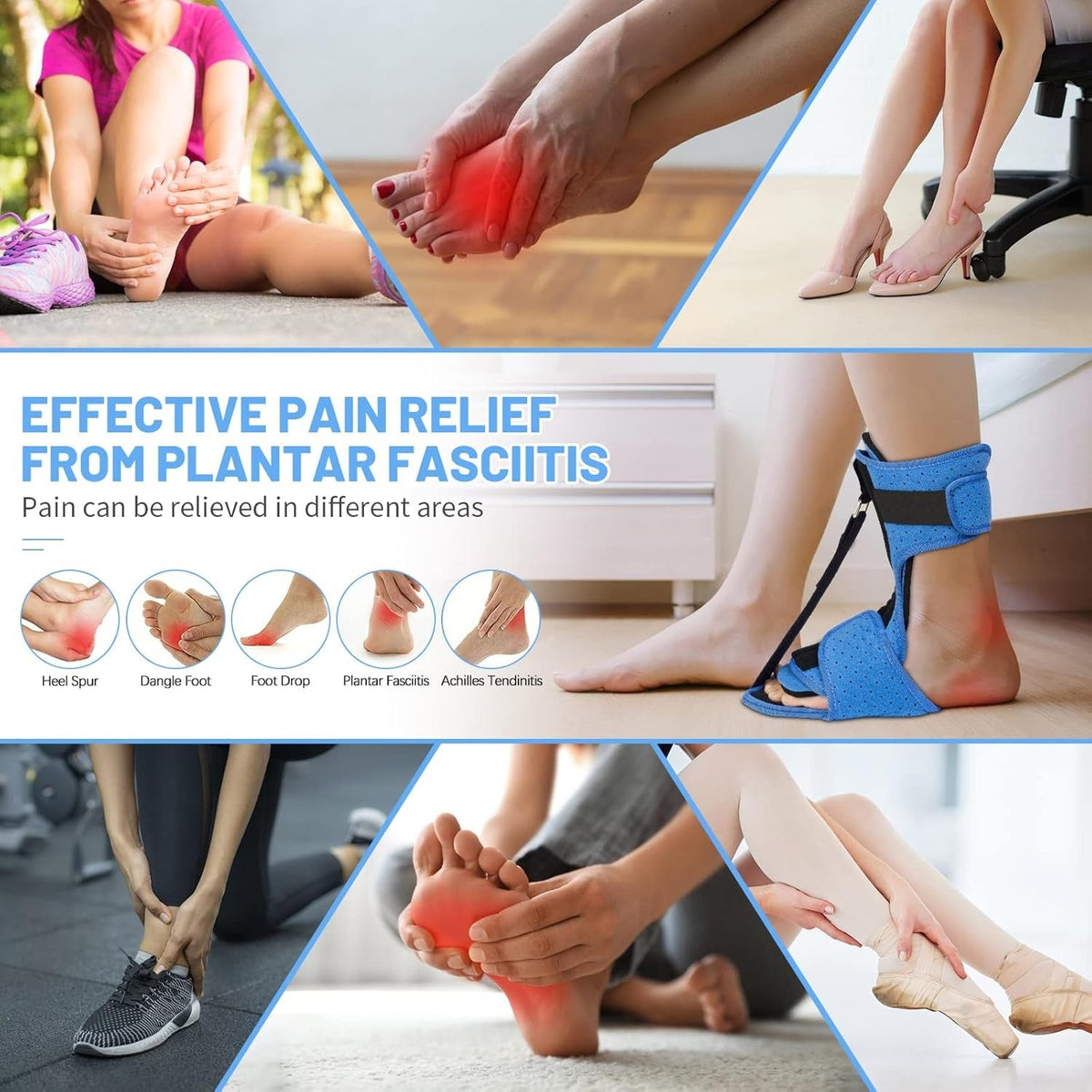 Plantar Fasciitis Support Night Splint with Aluminum Brace