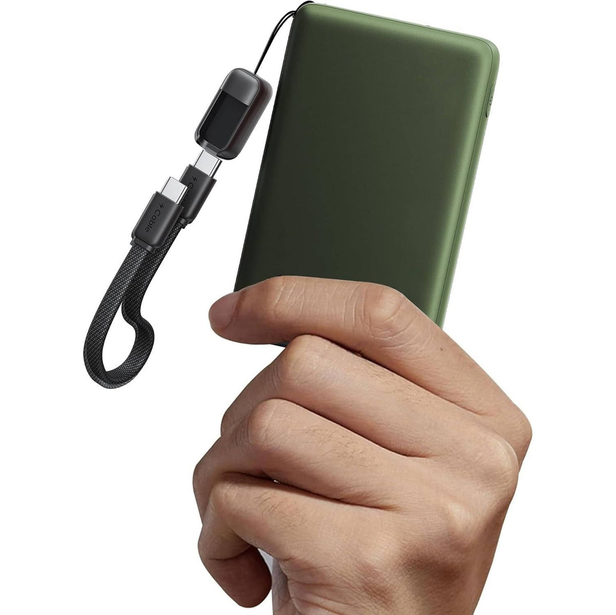 Portable 10000mAh Power Bank with 45W Output and Integrated USB-C Cable