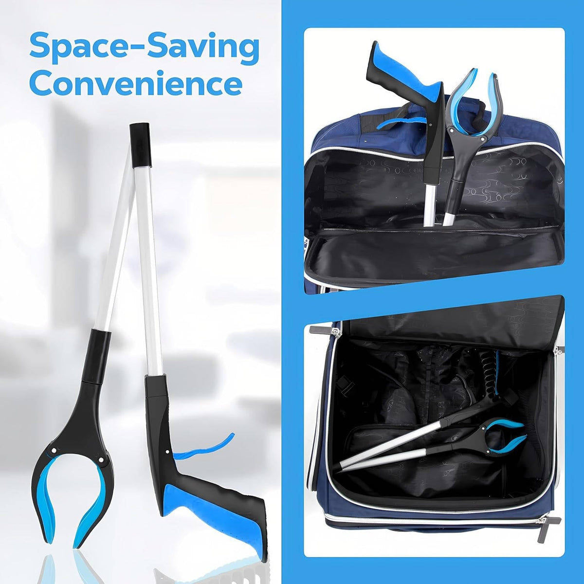 Foldable Handle Grabber Tool with Magnetic Wide Jaw