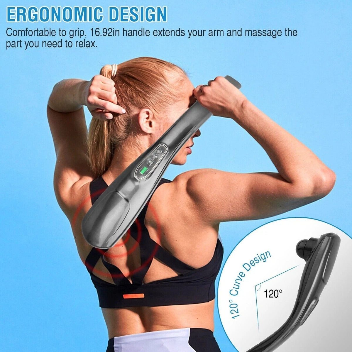 Corded Handheld Body Massager with 6 Attachments and Comfortable Grip