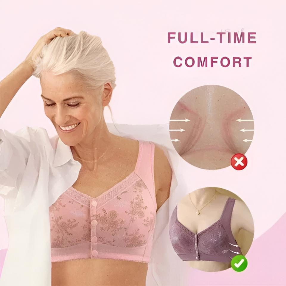Soft Cotton Wireless Bra with Front Closure for Easy Wear