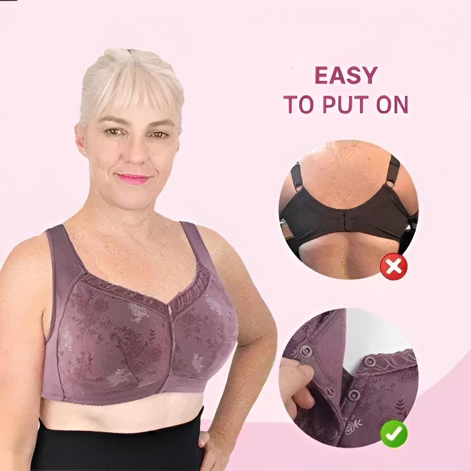 Soft Cotton Wireless Bra with Front Closure for Easy Wear