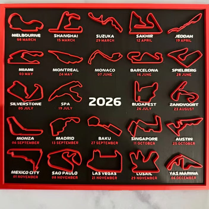 2026 Formula 1 Racing Calendar with Complete Circuit Models and Stand