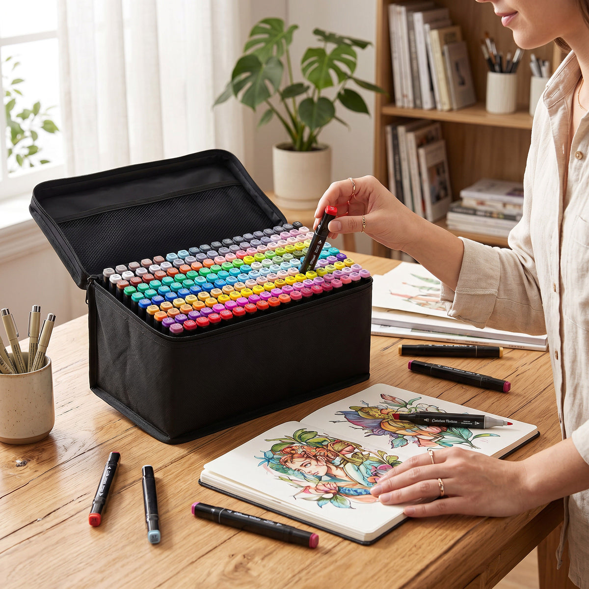168 Color Alcohol Markers Set with Double Tips and Carrying Bag