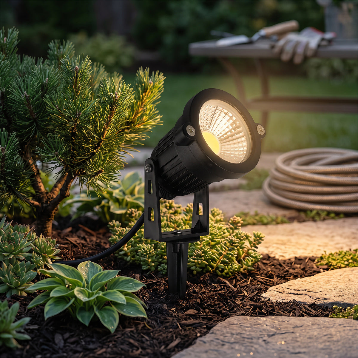 10-Pack of 12V LED Garden Spotlights - 270° Adjustable Head, 500 Lumens