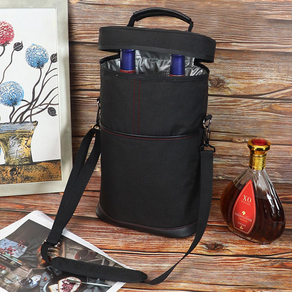 Wine Tote Cooler Bag for Travel & Picnics – Holds 2 Bottles