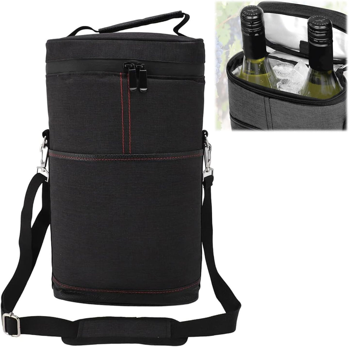 Wine Tote Cooler Bag for Travel & Picnics – Holds 2 Bottles