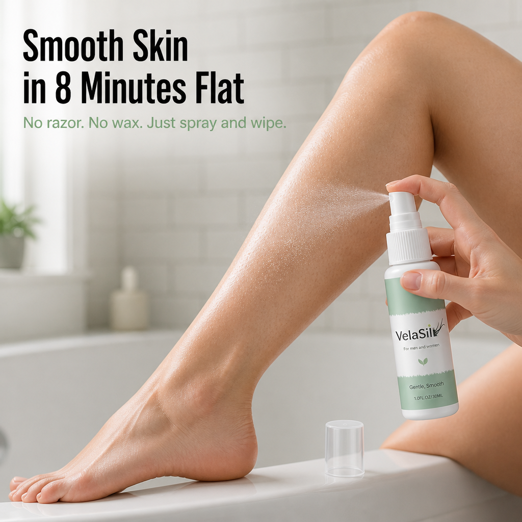 VelaSilk™ — Spray On, Wait 8 Minutes, Wipe Away Hair Without Razor Burn