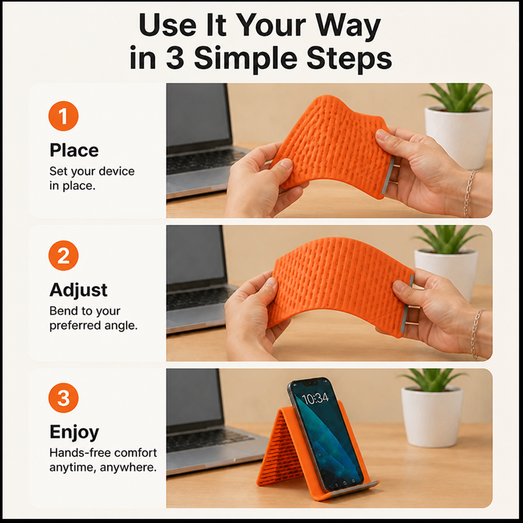 FlexiStance™ — Shape Your Device, Free Your Neck and Hands