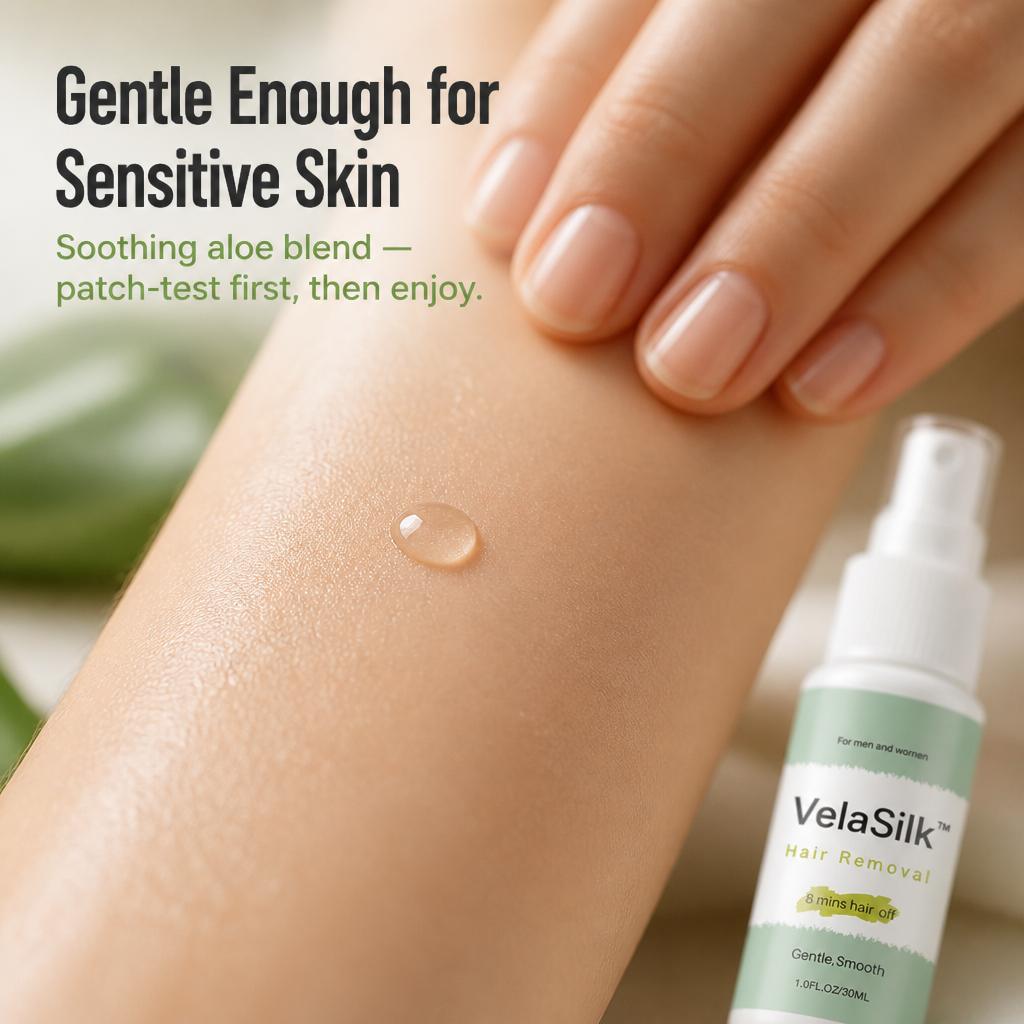 VelaSilk™ — Spray On, Wait 8 Minutes, Wipe Away Hair Without Razor Burn