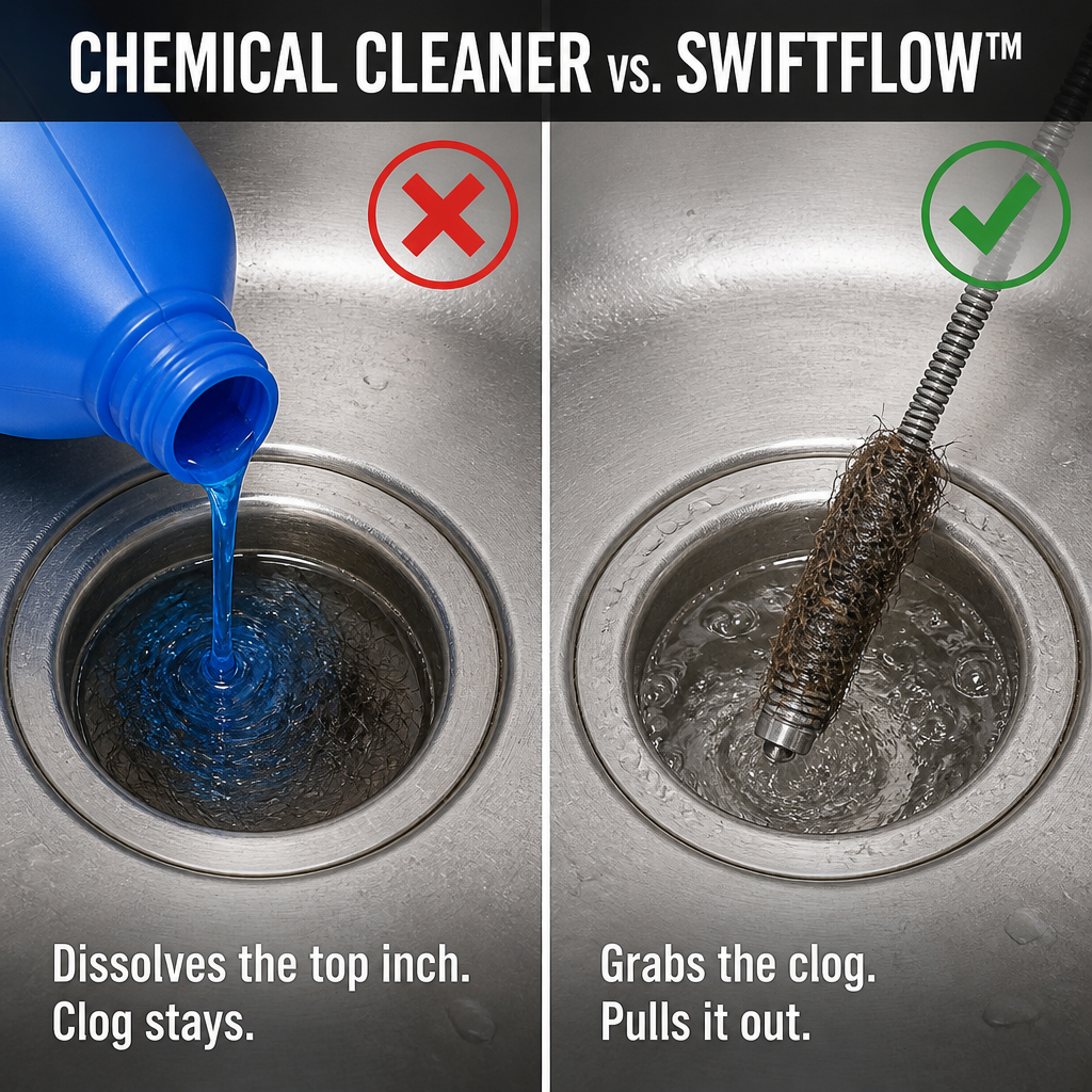 SwiftFlow™ — Drill Through Stubborn Drain Clogs Without Calling a Plumber