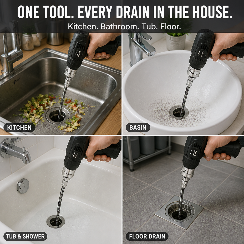 SwiftFlow™ — Drill Through Stubborn Drain Clogs Without Calling a Plumber