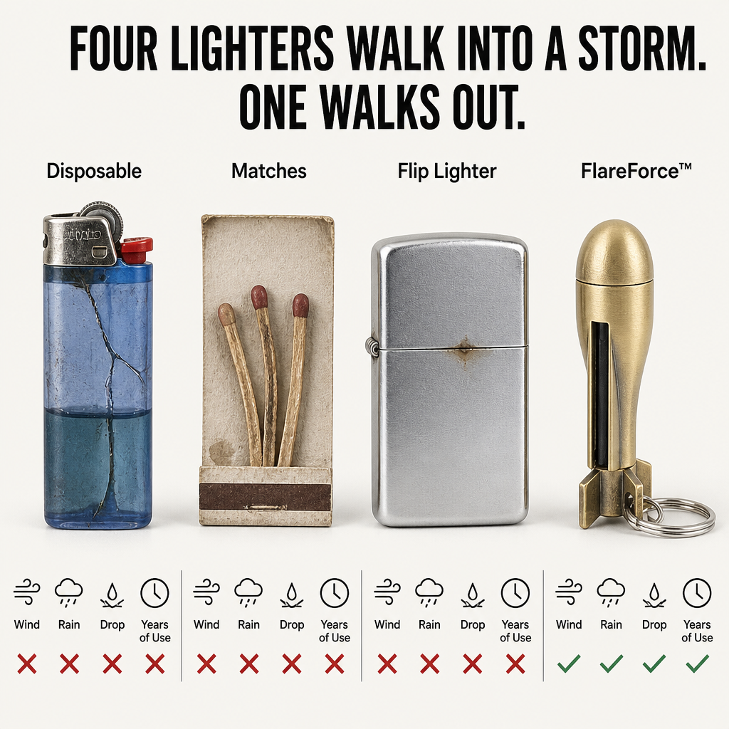 FlareForce™ — Spark a Flame Anywhere With One Strike of Steel