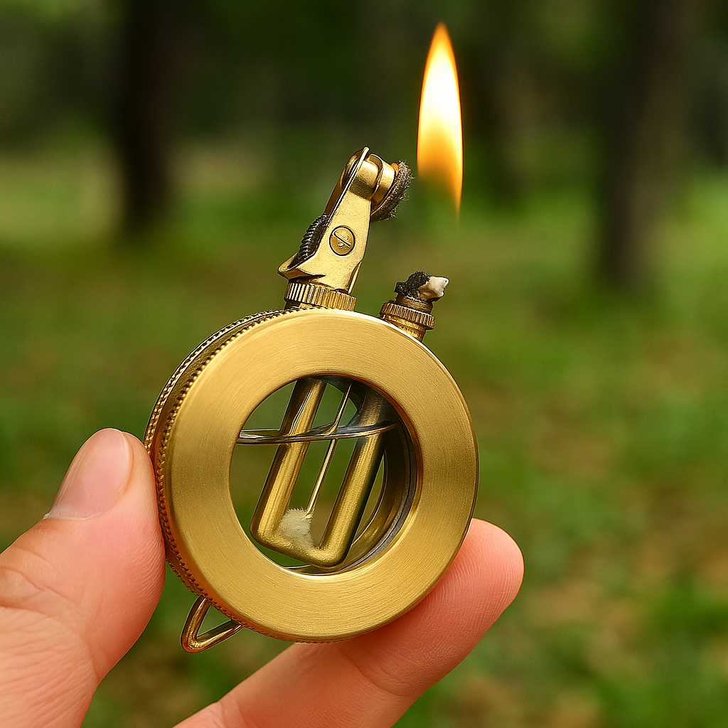 Classic Refillable Pocket Lighter - Vintage Retro Gas Lighter for Collectors