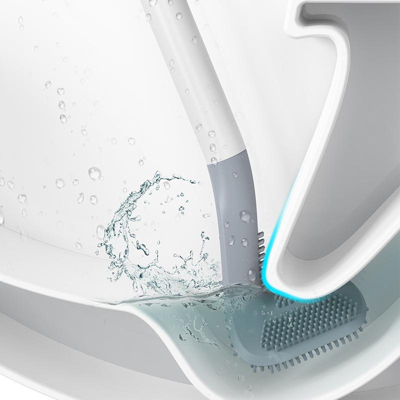 Sleek Silicone Toilet Brush with Space-Saving Holder