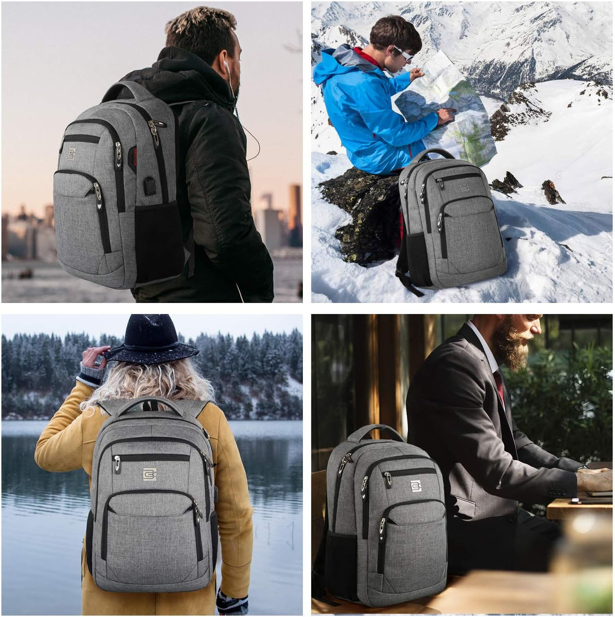 Anti-Theft Slim Laptop Backpack for Business with USB Charging Port