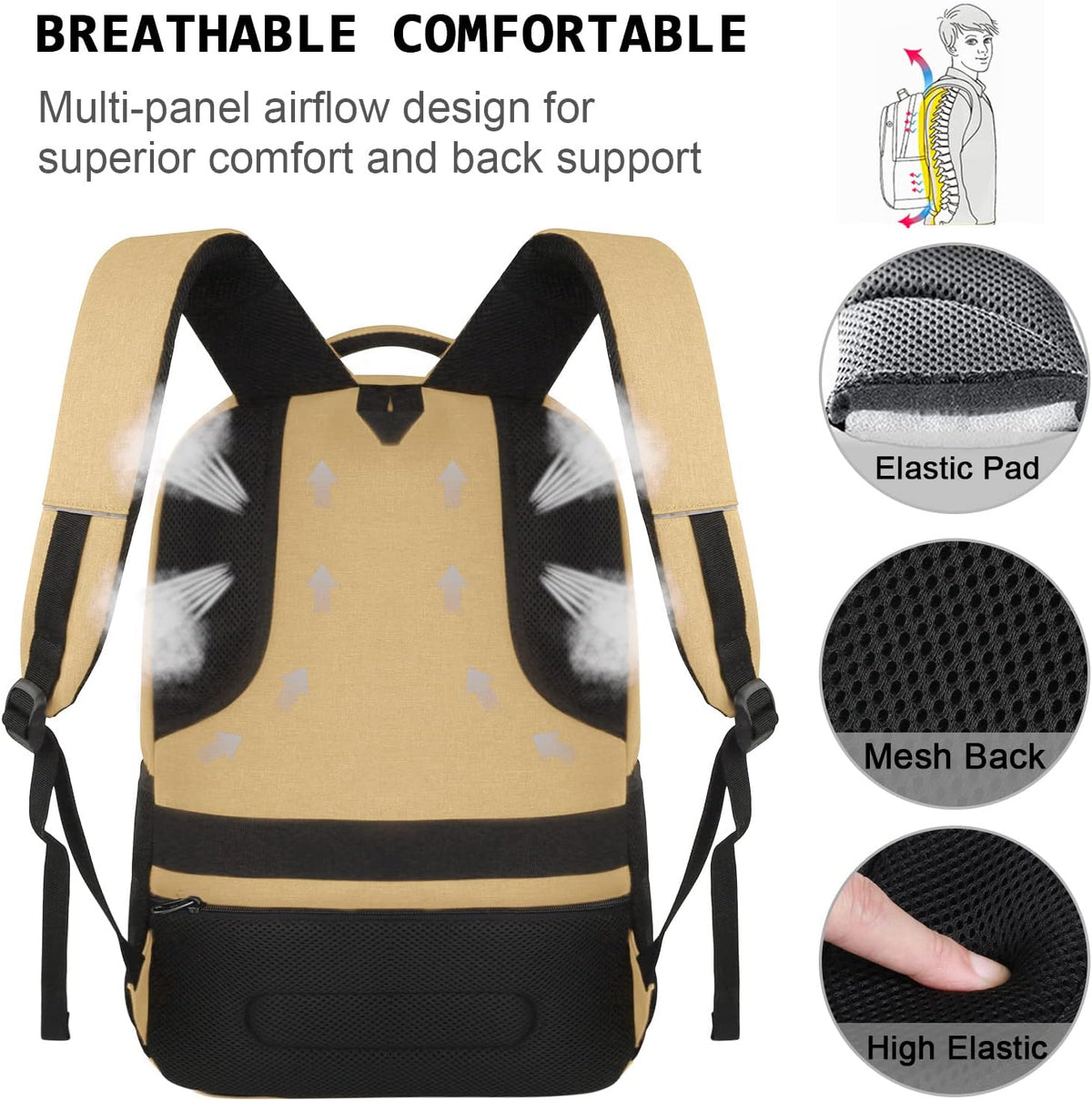 Anti-Theft Slim Laptop Backpack for Business with USB Charging Port