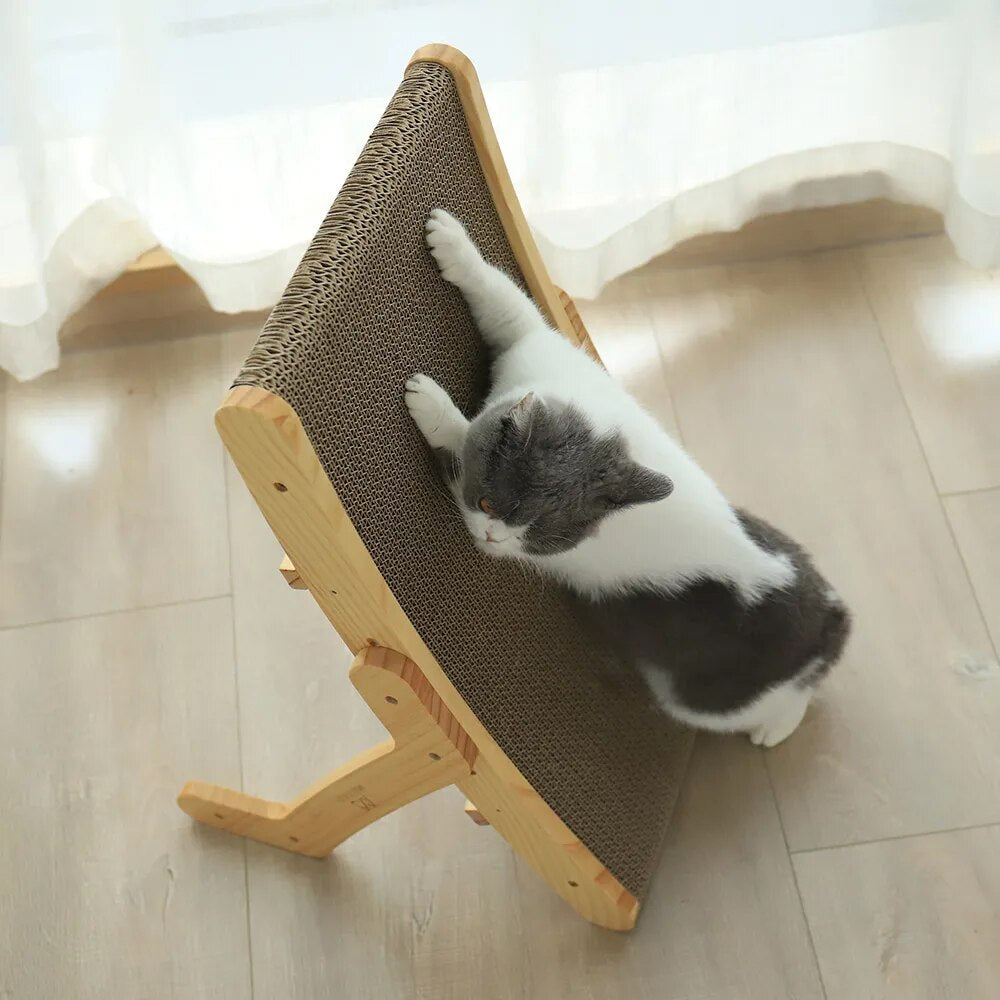 Wooden Frame Cat Scratching Post with Corrugated Cardboard
