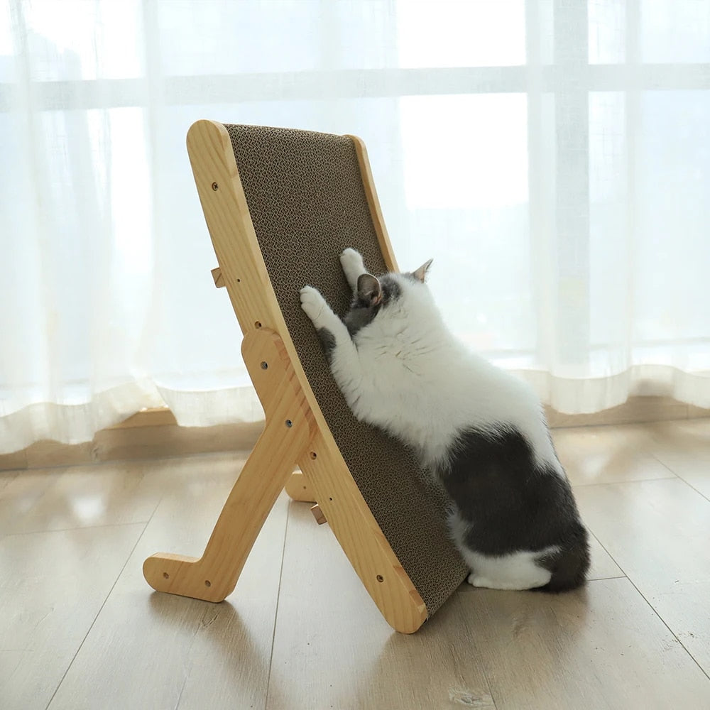 Wooden Frame Cat Scratching Post with Corrugated Cardboard