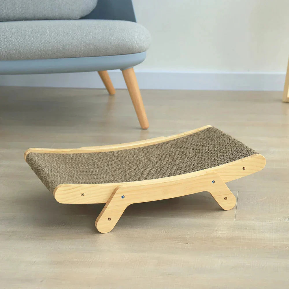 Wooden Frame Cat Scratching Post with Corrugated Cardboard