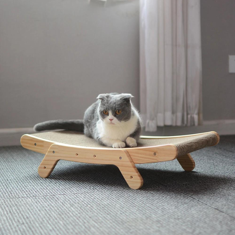 Wooden Frame Cat Scratching Post with Corrugated Cardboard