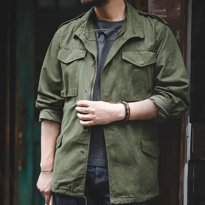 Men's Classic Multi-Pocket Field Jacket – Durable Cotton-Blend Utility Wear