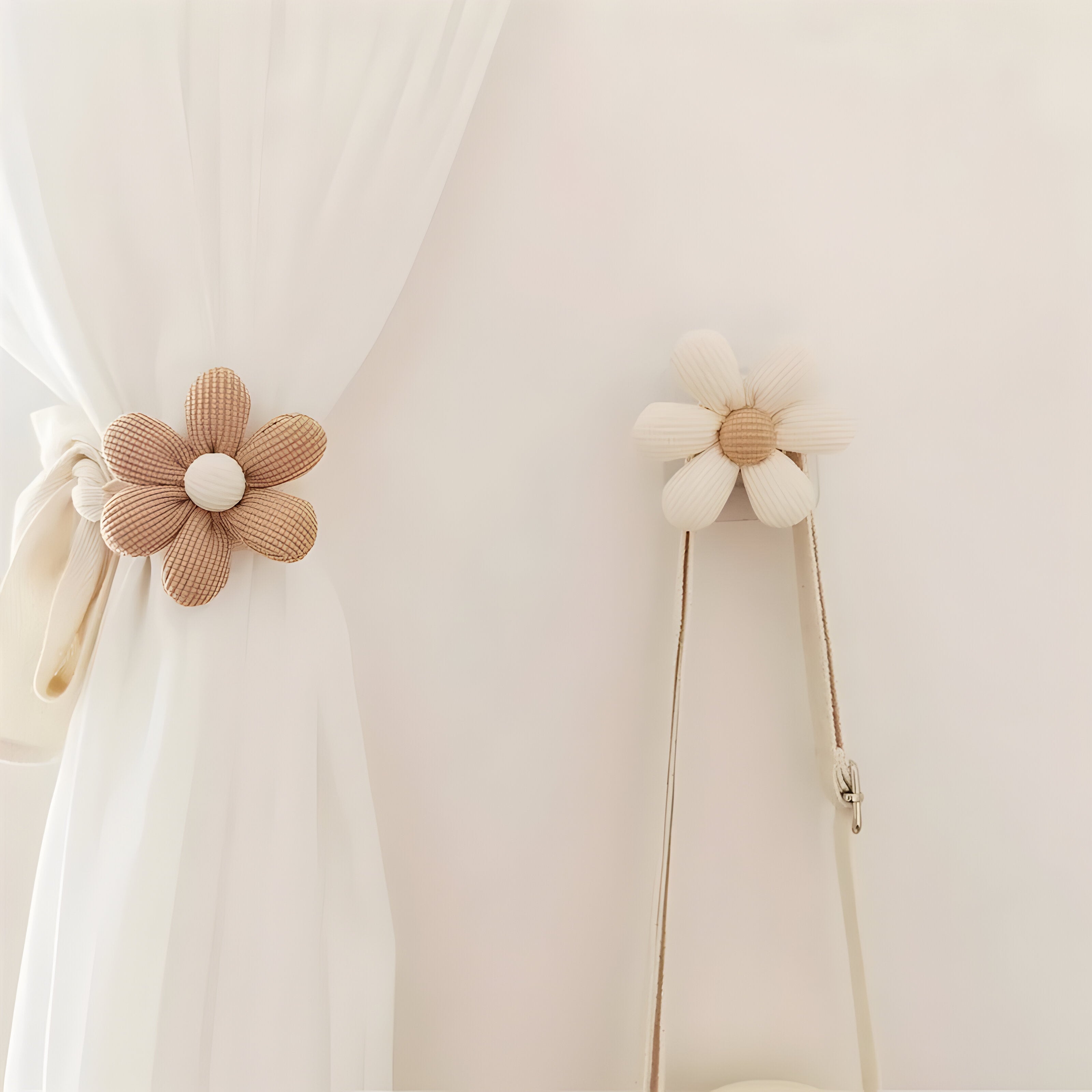 Wooden Wall Hook with Floral Design