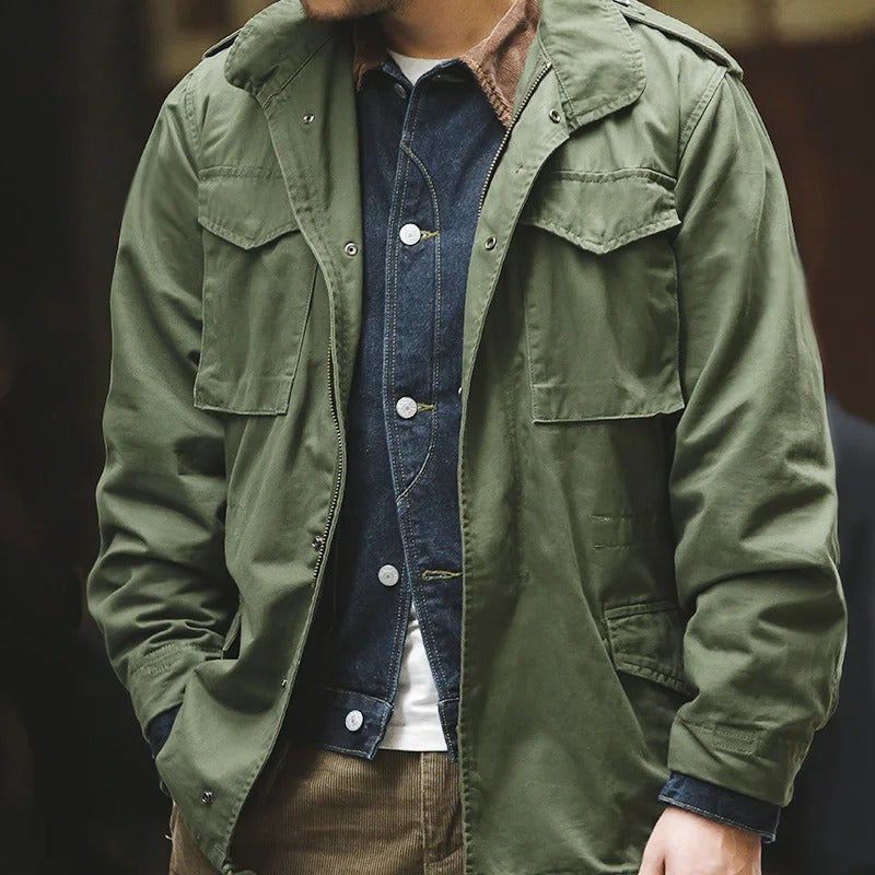 Men's Classic Multi-Pocket Field Jacket – Durable Cotton-Blend Utility Wear