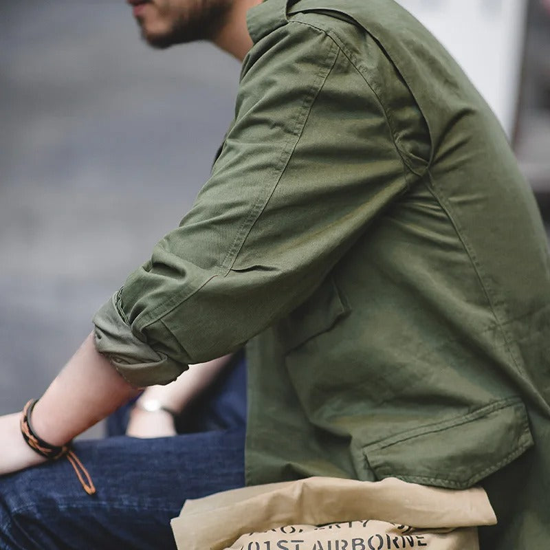 Men's Classic Multi-Pocket Field Jacket – Durable Cotton-Blend Utility Wear